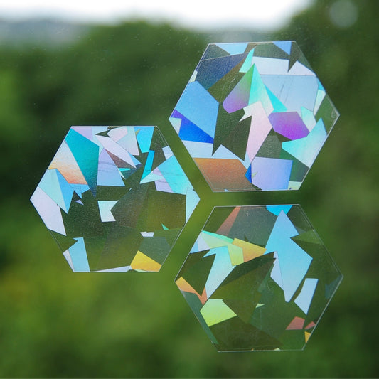 Sechseck | 3er Set selbstklebende Sonnenfänger Sticker - Intricat