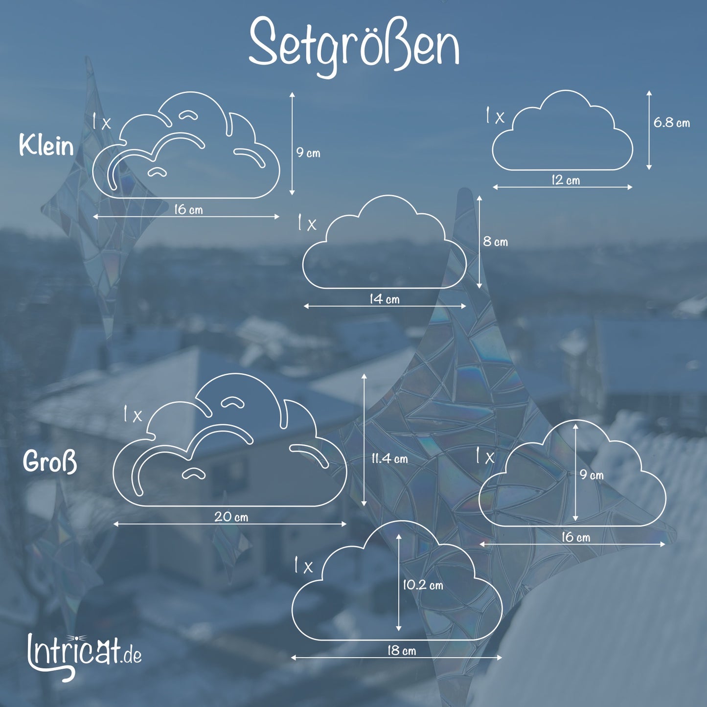 Wolken | 3er Set statische Sonnenfänger - Intricat