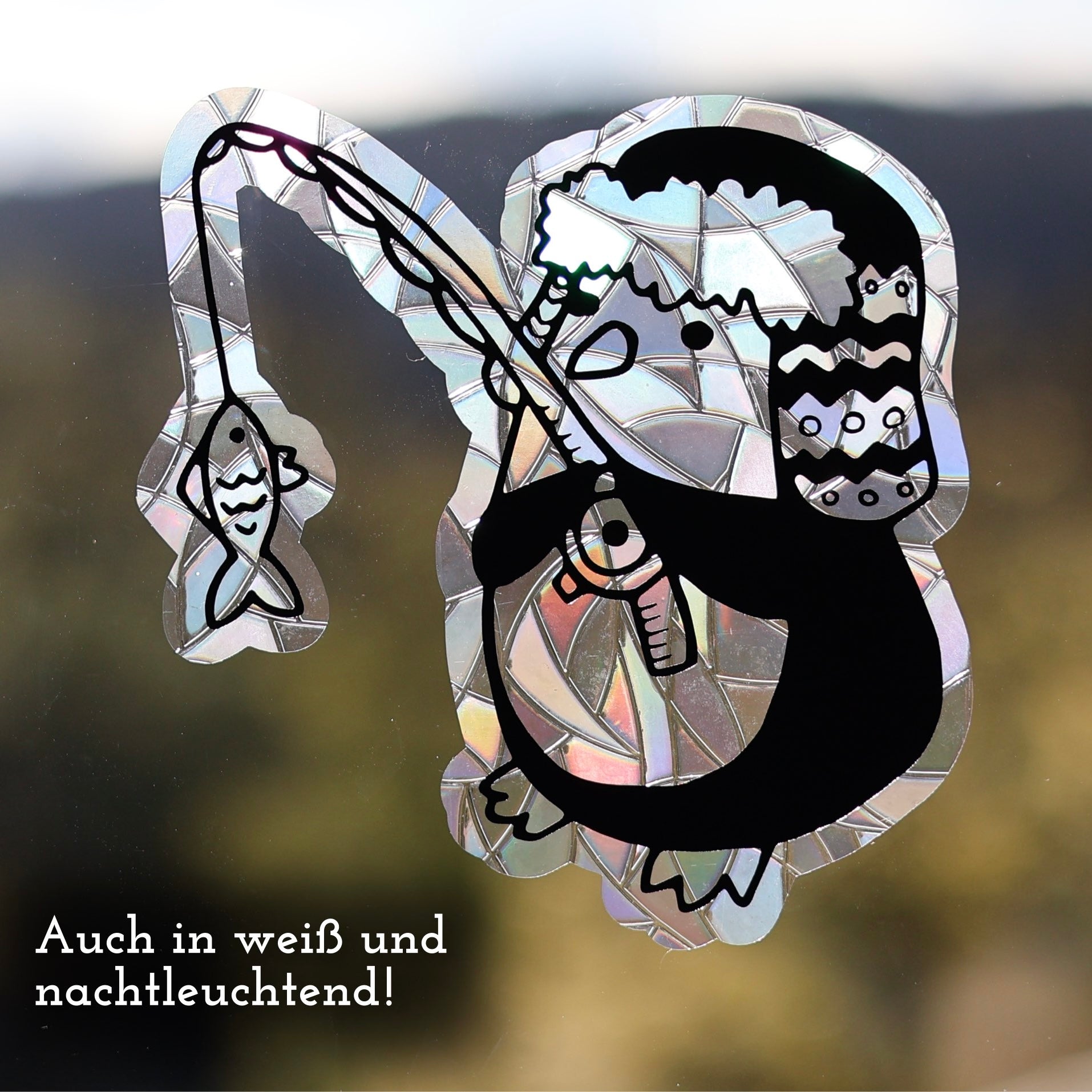 Angelnder Pinguin | Statische Sonnenfänger - Intricat