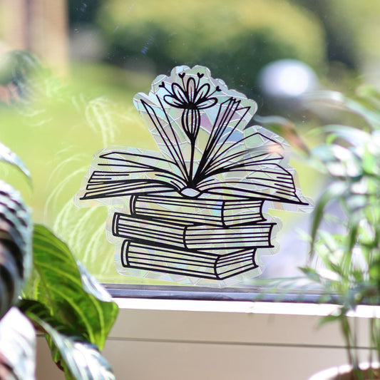 Blumiger Bücherstapel