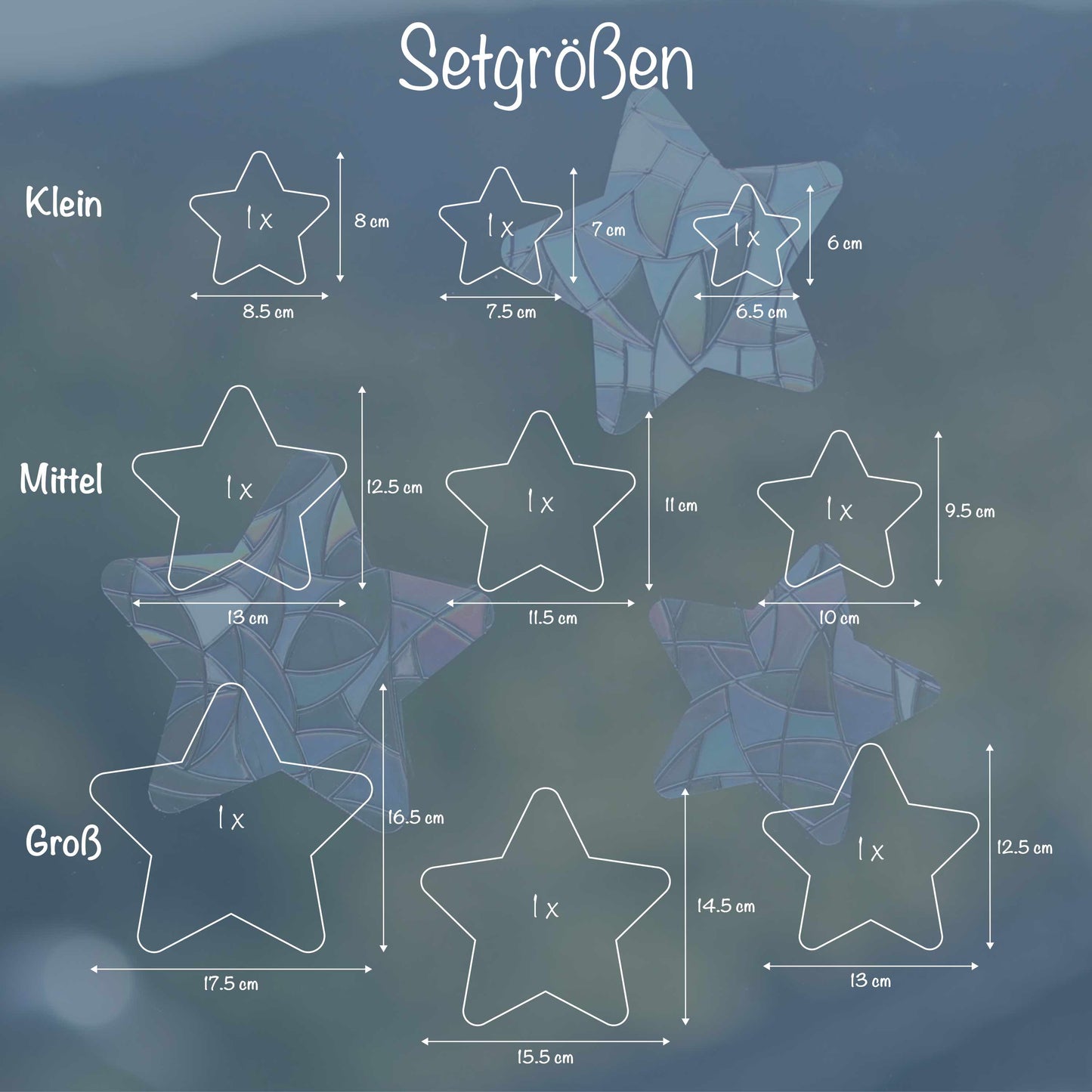 Runde Sternchen | 3er Set statische Sonnenfänger - Intricat