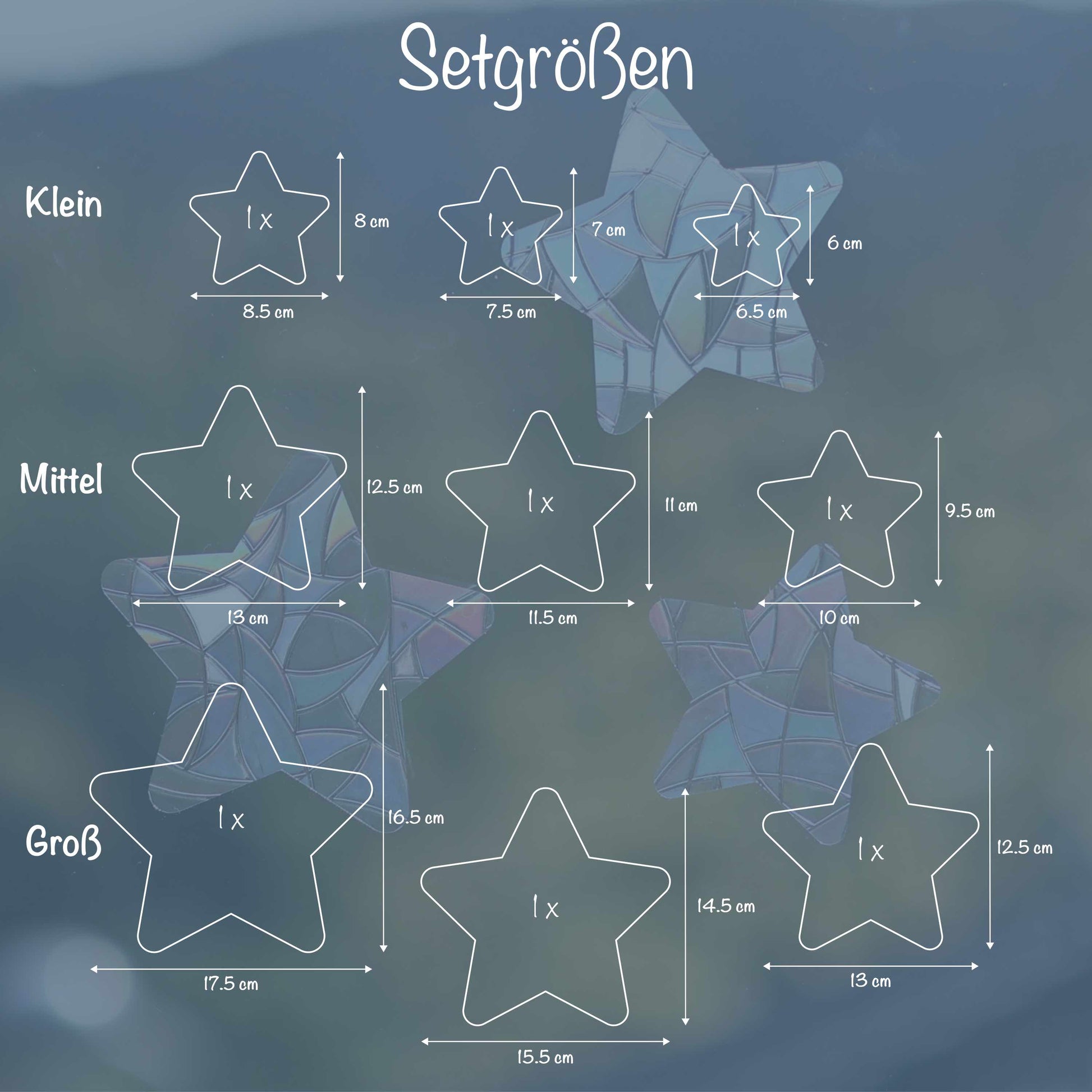 Runde Sternchen | 3er Set statische Sonnenfänger - Intricat