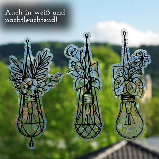 Blumige Glühbirnen | 3er Set statische Sonnenfänger - Intricat