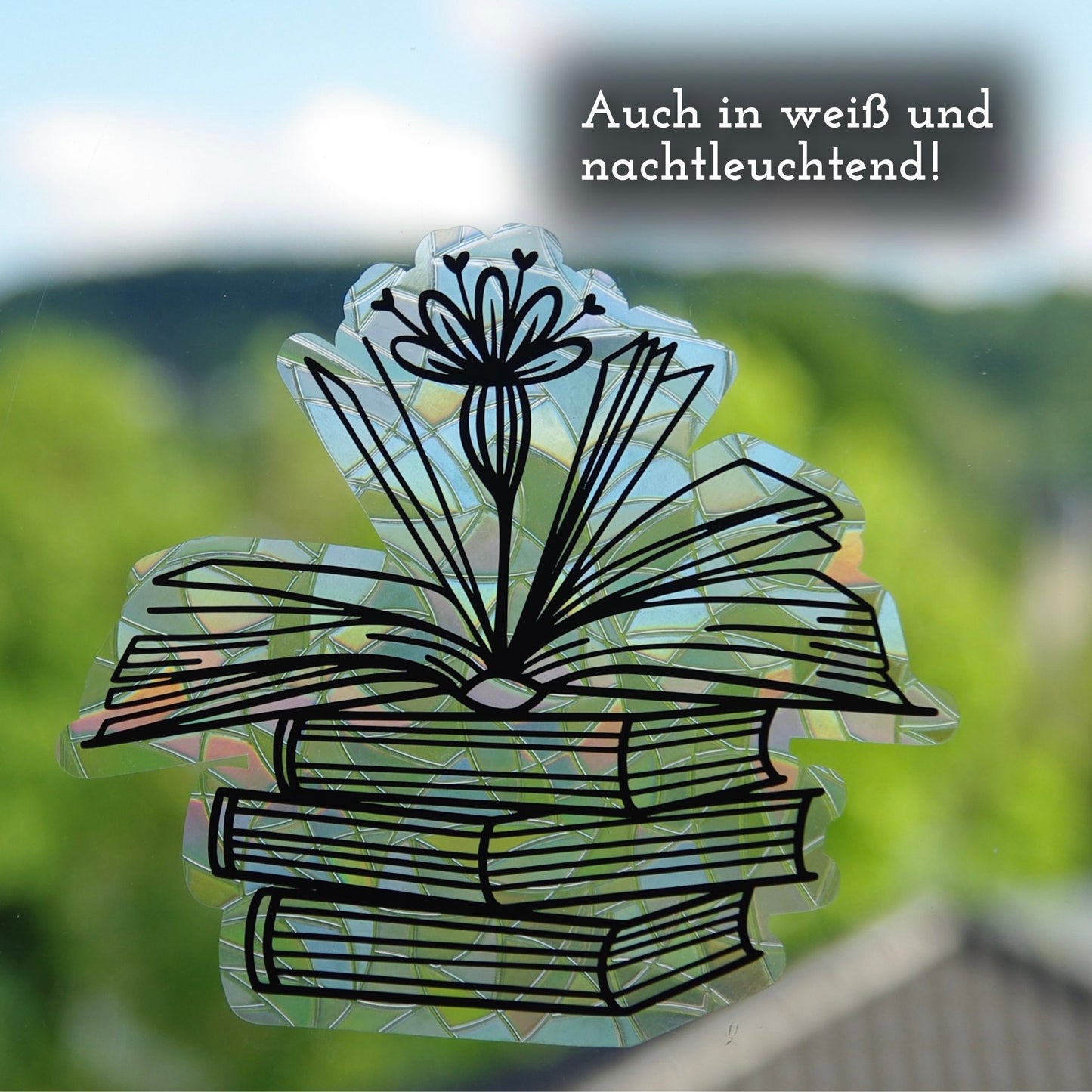 Blumiger Bücherstapel | Statischer Sonnenfänger - Intricat