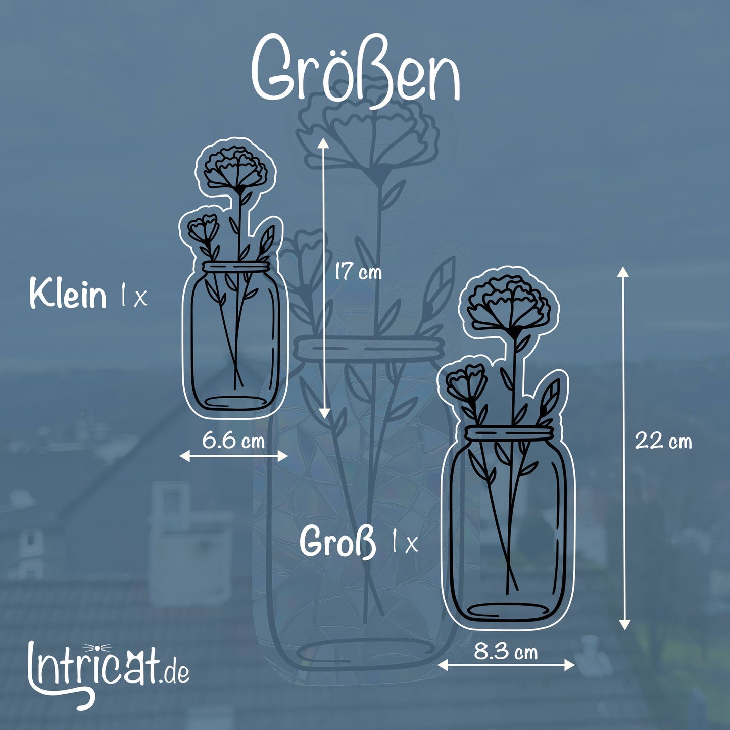 Nelken in Blumenvase | Statischer Sonnenfänger - Intricat