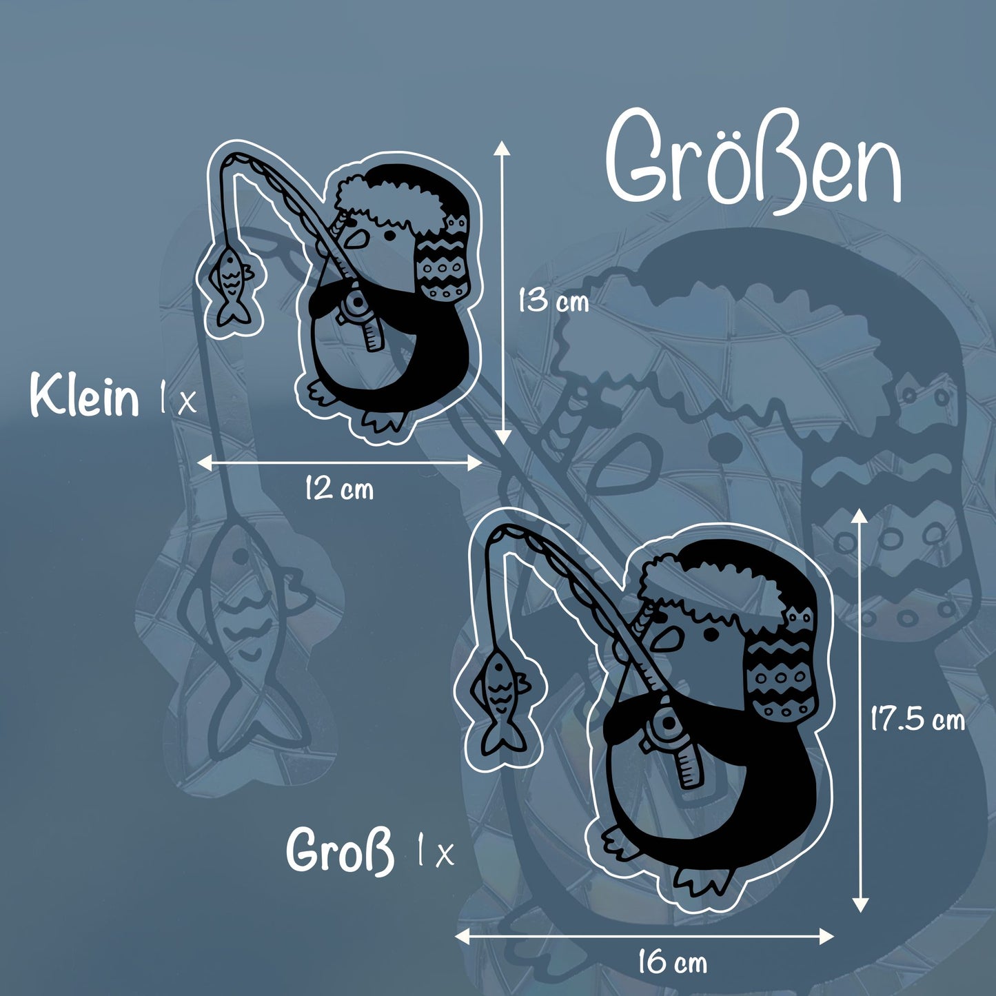 Angelnder Pinguin | Statische Sonnenfänger - Intricat