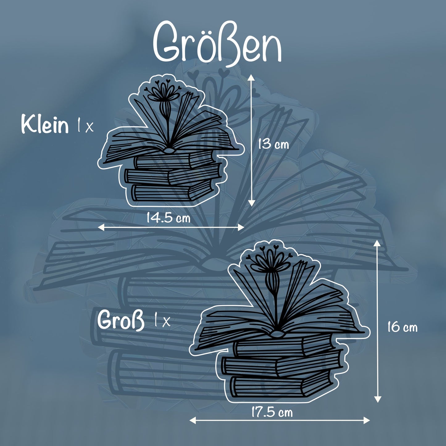 Blumiger Bücherstapel | Statischer Sonnenfänger - Intricat