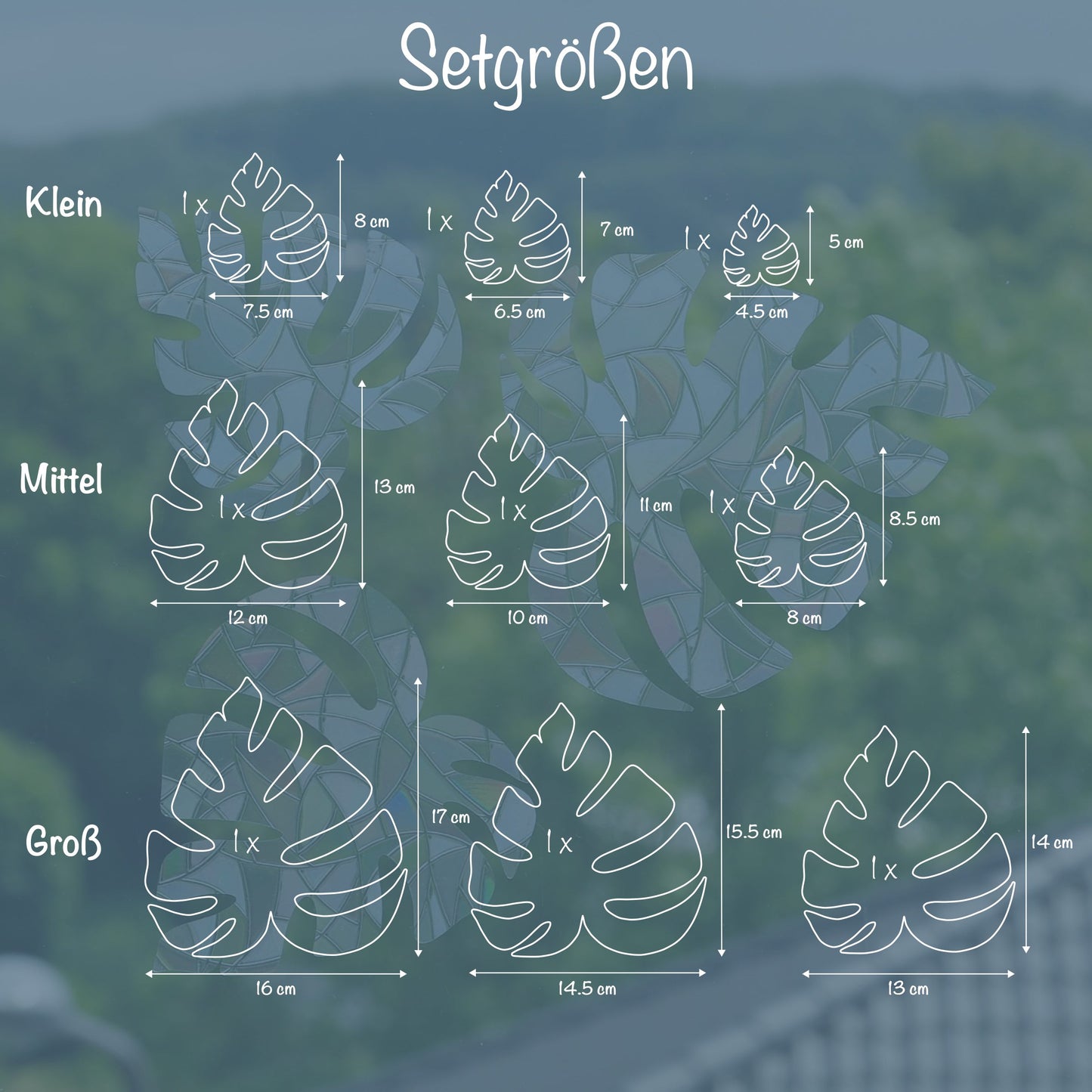 Monstera | 3er Set statische Sonnenfänger - Intricat