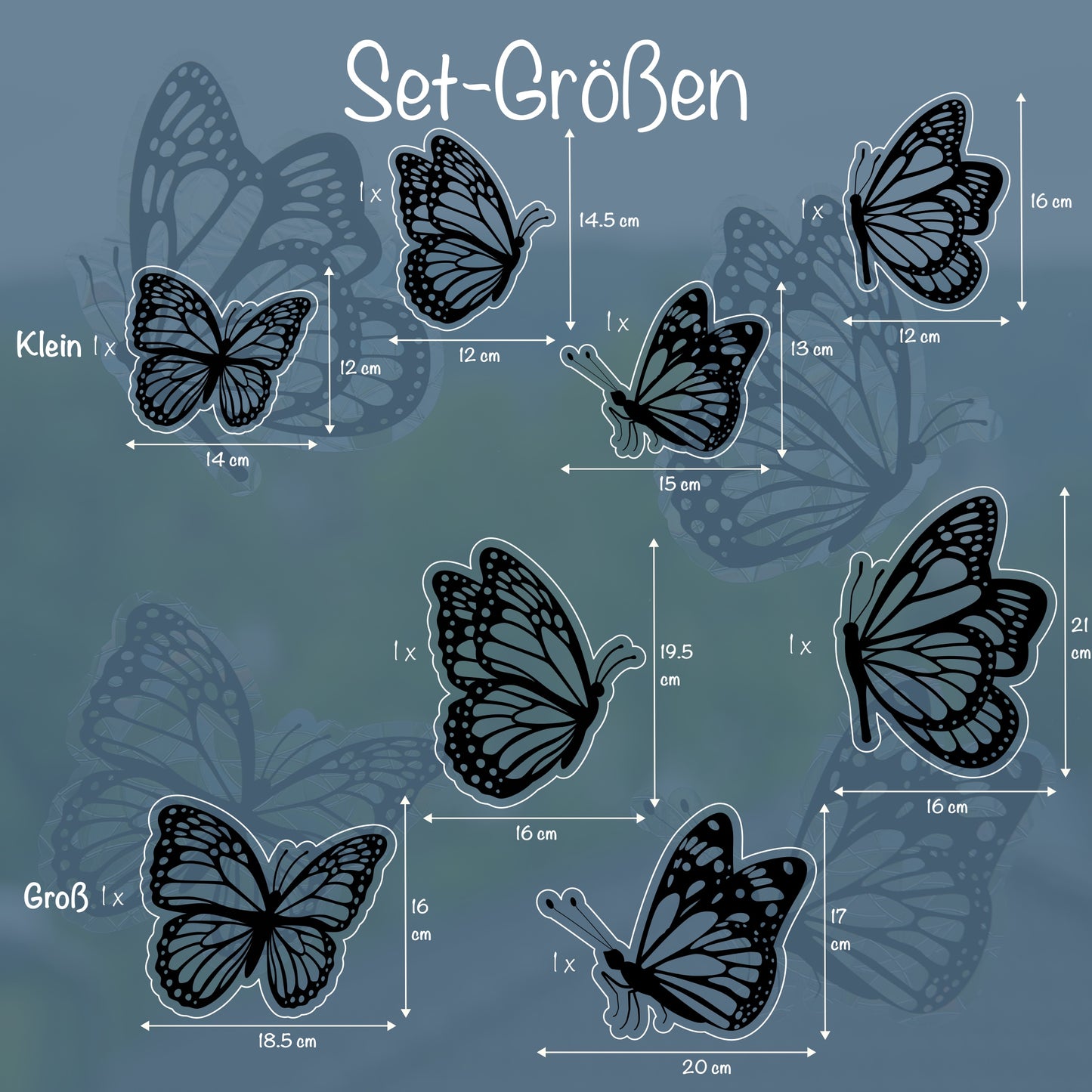 Schmetterlinge | 4er Set statische Sonnenfänger - Intricat