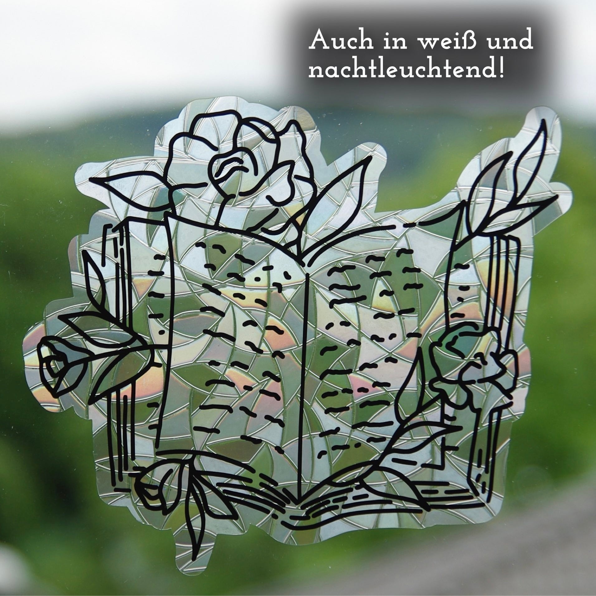 Buch mit Blumen | Statischer Sonnenfänger - Intricat