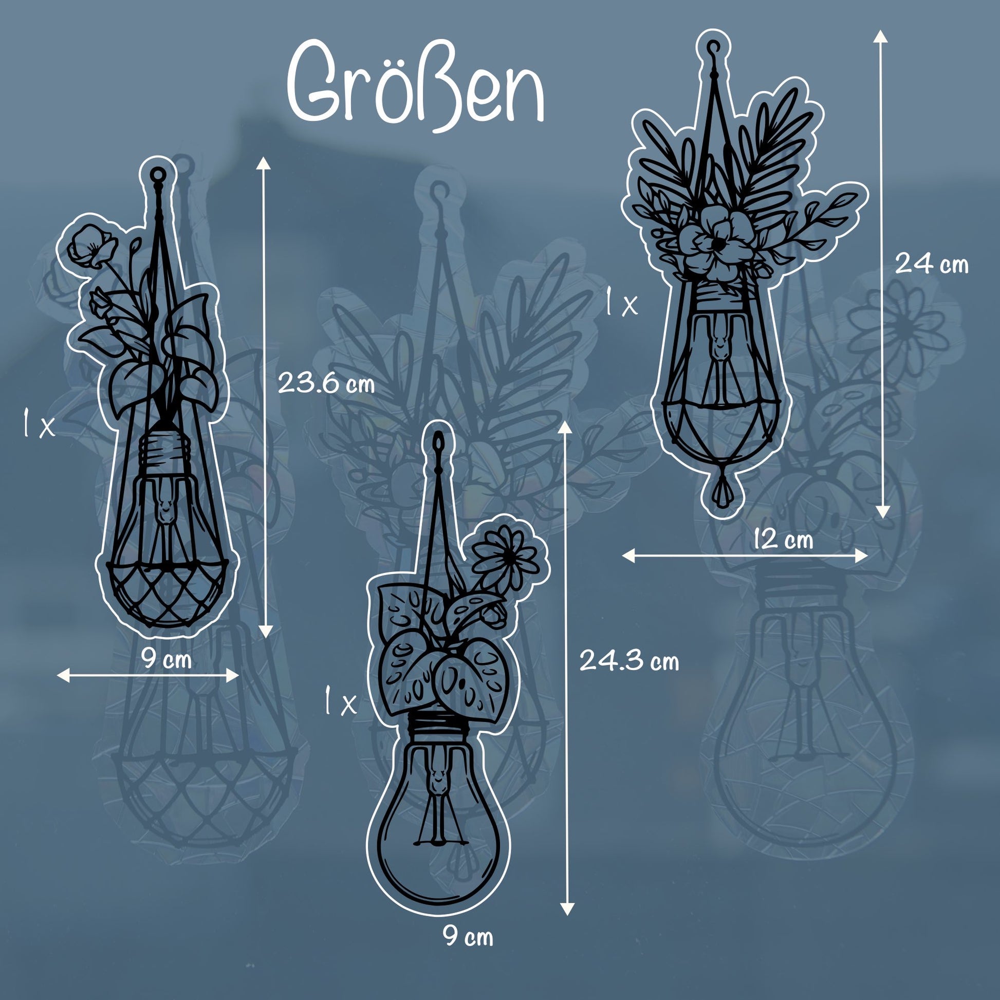 Blumige Glühbirnen | 3er Set statische Sonnenfänger - Intricat