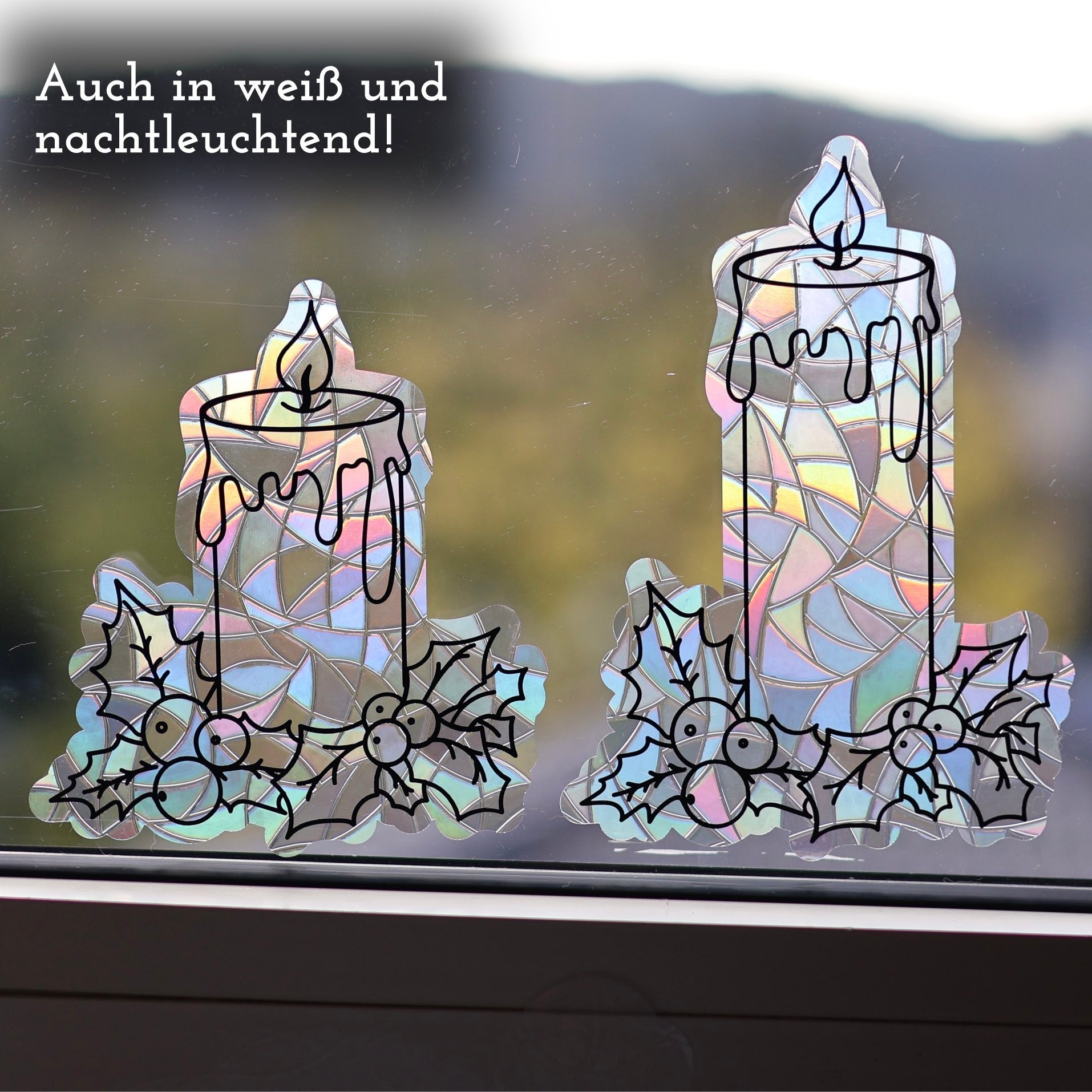 Winterkerzen | 4er Set statische Sonnenfänger - Intricat