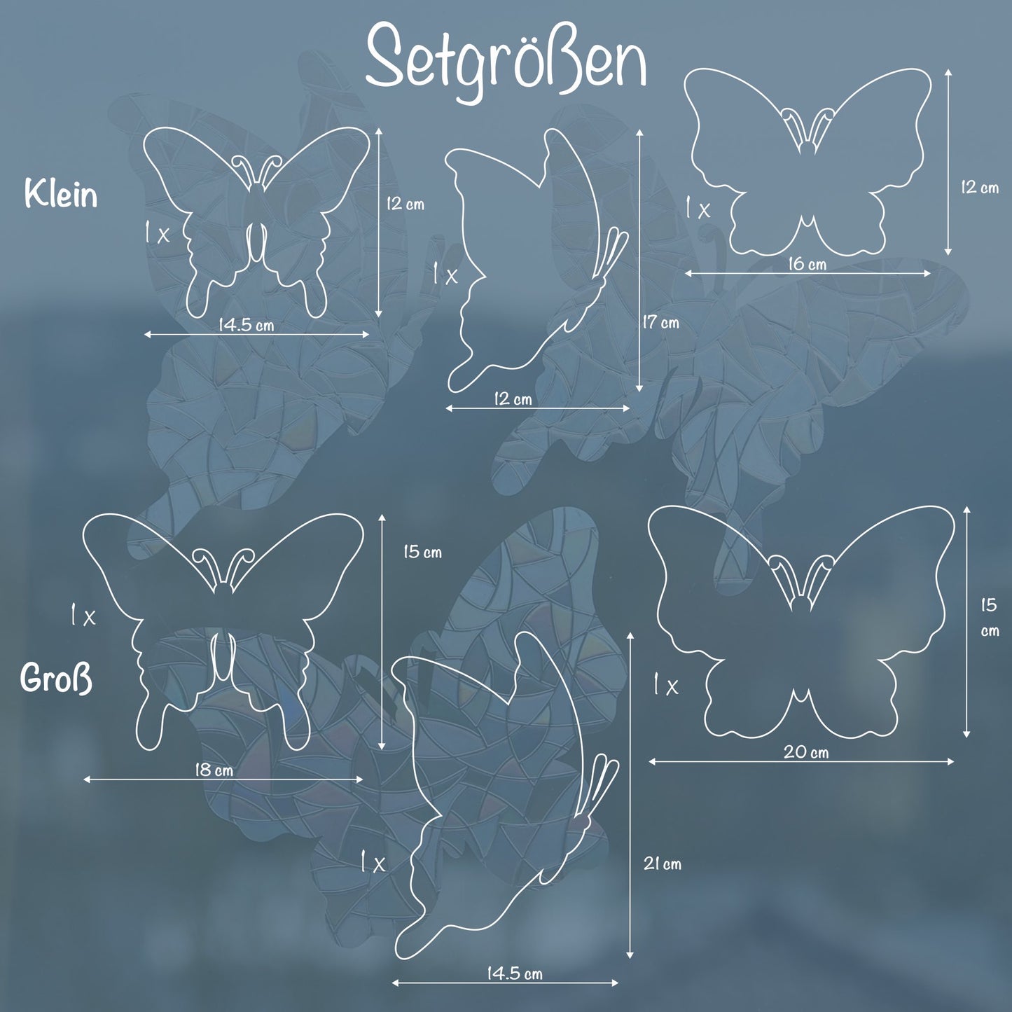 Schmetterlinge | 3er Set statische Sonnenfänger - Intricat