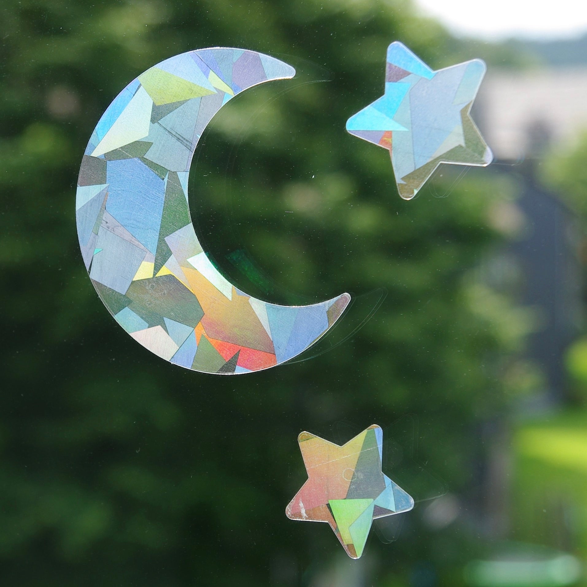 Mond und Sterne | 3er Set selbstklebende Sonnenfänger Sticker - Intricat